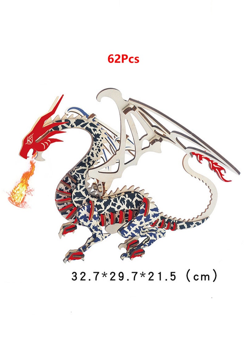 ألعاب ألغاز تعليمية للأطفال ثلاثية الأبعاد مصنوعة يدويًا ذاتية التجميع (التنين الطائر 62 قطعة) - Image 2